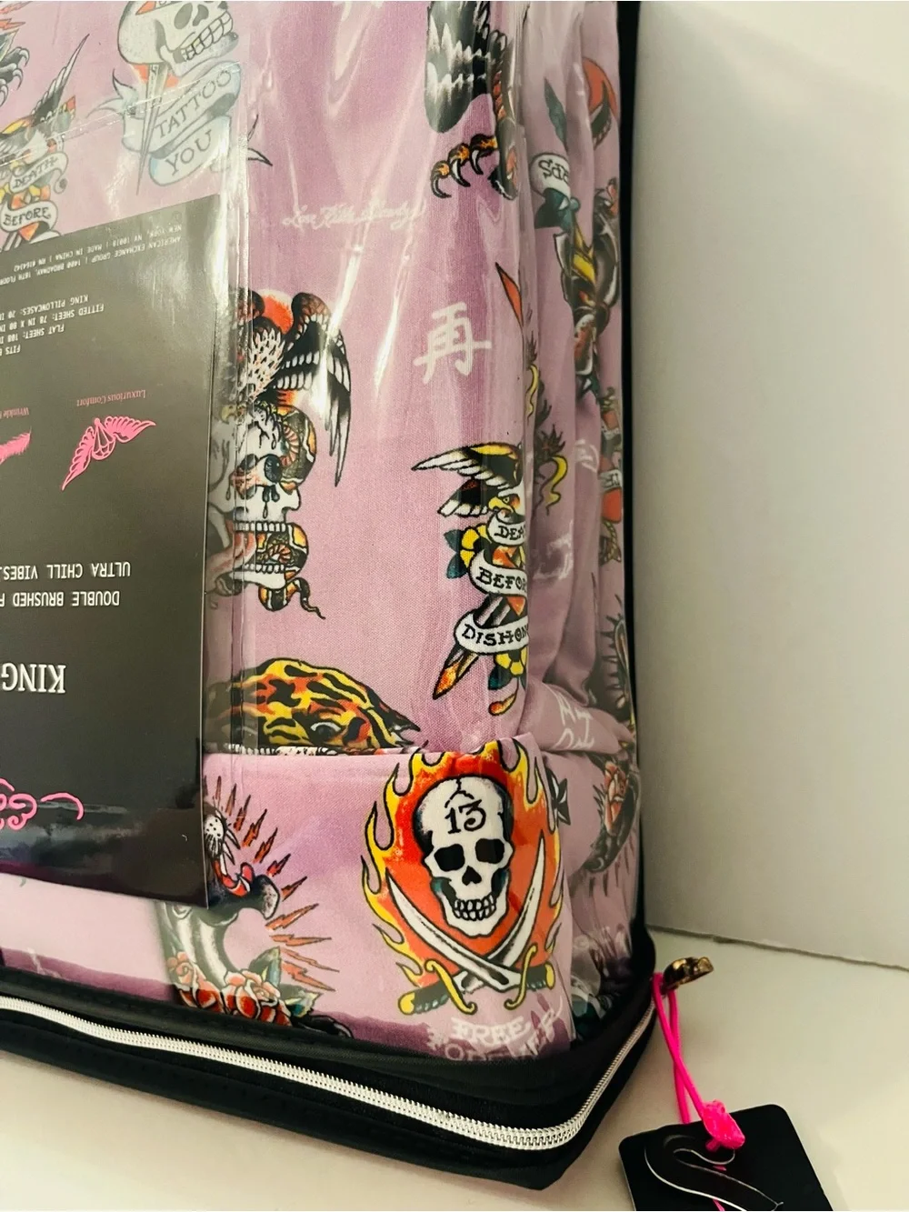 Ed Hardy King Size Sheet Set Purple Tiger Skull Geisha Panther Roses 13 Eagle
